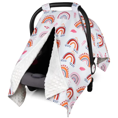 Vista 10 de Funda para Asiento de Coche Rquite para Bebé, Fundas para Asiento de Coche para Niño, Funda para Asiento de Coche de Invierno de Minky, Dosel