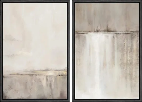 Vista 122 de SIGNWIN Lienzo enmarcado para pared, ilustraciones abstractas texturizadas en tonos beige terrosos, arte moderno, decorativo, contemporáneo