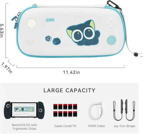 Vista 2 de GeekShare Bonita funda de transporte compatible con Nintendo SwitchOLED de forma irregular, portátil, rígida, delgada, funda de transporte de viaje