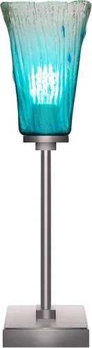 Vista 6 de Toltec Lighting Luna Accent - Lámpara de mesa, acabado de granito oscuro, cristal cuadrado de burbujas ahumadas de 3.5 pulgadas