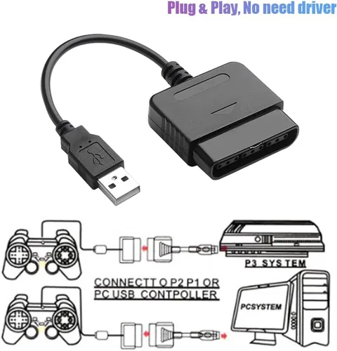 Vista 2 de vienon Convertidor adaptador de controlador PS2 a USB paquete de 2 compatibles con PS1PS2 controlador Gamepad a PS3PC controlador sin necesidad