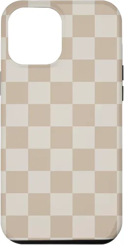 Vista 26 de iPhone 16 Vanilla Blanco café crema a cuadros ajedrez patrón clásico caso