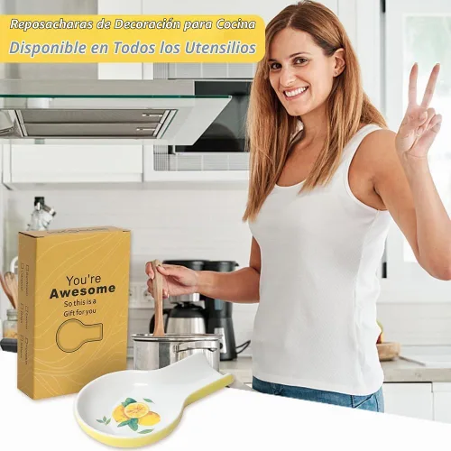 Vista 5 de Soporte para cuchara de cerámica para decoración de cocina, soporte