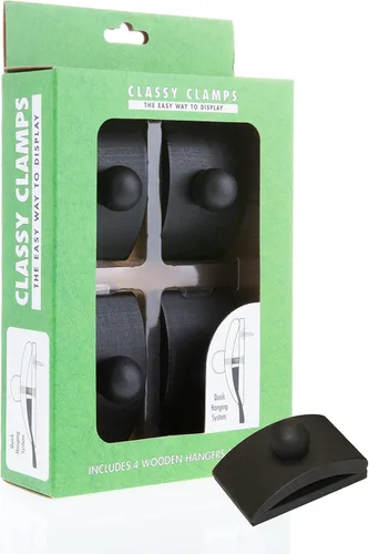 Vista 5 de Precision Quilting Tools Classy Clamps - Perchas de madera – 4 clips grandes (madera negra) y tornillos para colgar y exhibir edredones, tapices