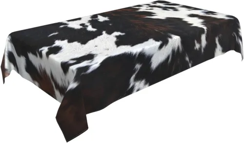 Vista 2 de Mantel rectangular de vaca, mantel de cuadros en estilo rústico, lavable, para decoración de cocina y comedor, 60x90 pulgadas