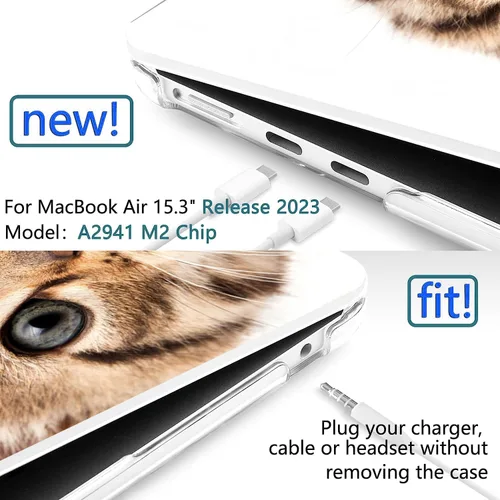 Vista 2 de Funda compatible con MacBook Air de 15 pulgadas 2026 2025-2023 Release M5 A3448 M4 A3241 M3 A3114 M2 A2941 Funda de plástico duradera con cubierta