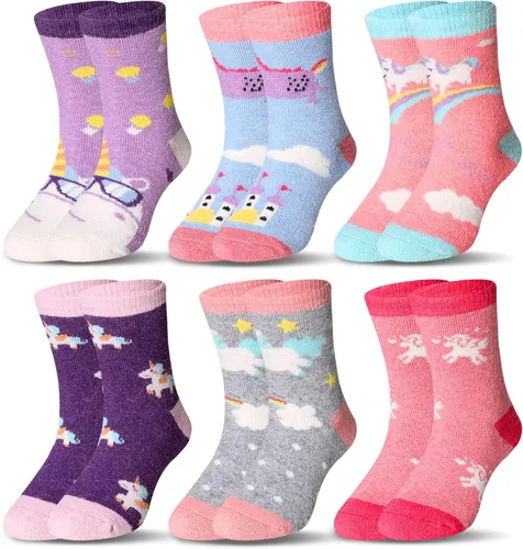 Vista 109 de Eocom 6 pares de calcetines de invierno cálidos de lana para niños y niñas