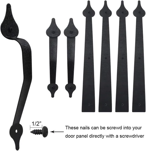 Vista 5 de WINSOON - Herramientas decorativas de metal para puerta de garaje, con tornillos, estilo casa de transporte, bisagras ciegas, manijas, puerta