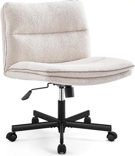 Vista 12 de EMIAH Silla de escritorio de oficina sin ruedas, acolchada en PU, con respaldo medio ergonómico para el hogar, silla de computadora cómoda