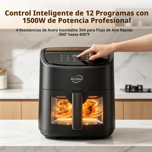 Vista 4 de 6.34 Qt Air Fryer with Visible Window, 12-1 Preset Cook Modes