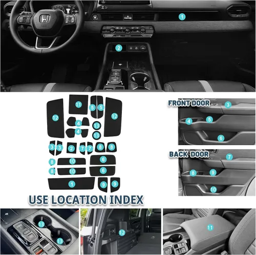 Vista 2 de Alfombrillas con ranura para puerta de pasaporte 2026 para Honda Passport 2026, accesorios 25 piezas/juegos de forro de consola central compatible