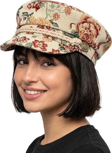 Vista 53 de Funky Junque Gorra de pescador griego, gorra de algodón para panaderos Floral - Denim