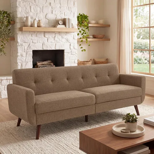Vista 42 de Tbfit Sofá en Forma de L, Sofás Seccionales Modernos de Mediados de Siglo de 80" de Ancho, Sofás de 3 Plazas con Chaise Lounge Amplio, Sofá Beige