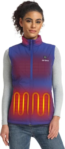 Vista 20 de ORORO - Chaleco térmico ligero, chaleco calefactable, con batería, para mujer
