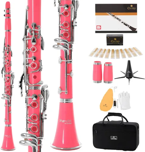 Vista 11 de Mendini by Cecilio Clarinete plano B para principiantes, clarinete Ebonite Bb con 2 barriles reemplazables, 10 cañas, soporte, bolsillo, boquilla