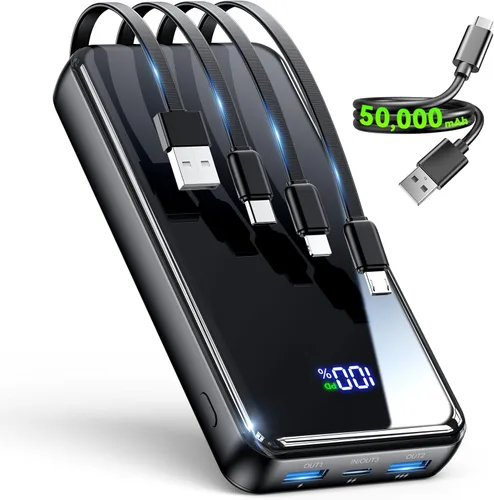 Vista 9 de YILANS Cargador portátil 50000mAh, banco de energía de 22.5W con 4 cables Azur