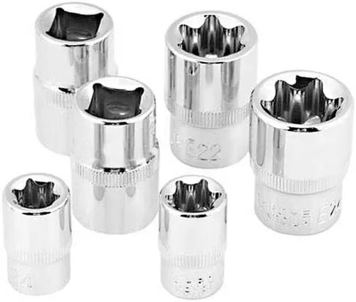 Vista 4 de Torx Socket Set a prueba de manipulaciones Torx Star Bit Torq Torque hembra E-socket Set E4-E24 1/4 "3/8" 1/2" Drive 14Pcs