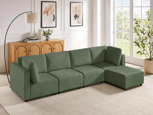 Vista 26 de Sofá biplaza de 66.9 pulgadas, sofá cama modular convertible de 2 plazas de pana, moderno juego de sofá combinado gratuito para sala de estar y Beige