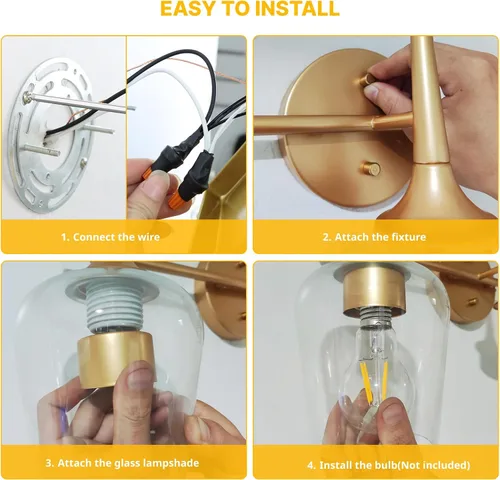 Vista 4 de Luz de Tocador Negra de 2 Luces Estilo Granja Moderno Lámpara de Baño con Pantallas en Forma de Copa de Vino para Espejo de 16 Pulgadas, Aplique