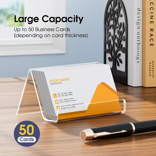 Vista 2 de MaxGear Tarjetero acrílico para escritorio, múltiples tarjetas de visita premium para espacio de trabajo, soporte de plástico transparente