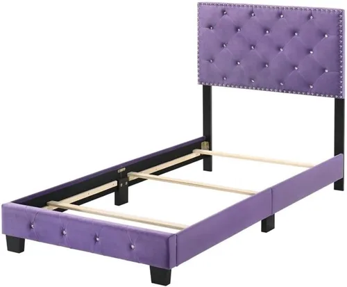 Vista 5 de Glory Furniture Suffolk - Cama individual tapizada de terciopelo, color morado