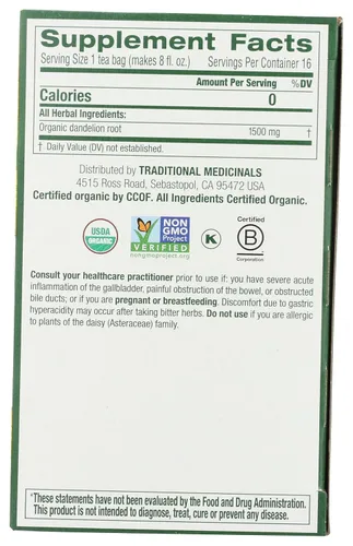 Vista 3 de Traditional Medicinals, Raíz de diente de león tostado con té orgánico, 16