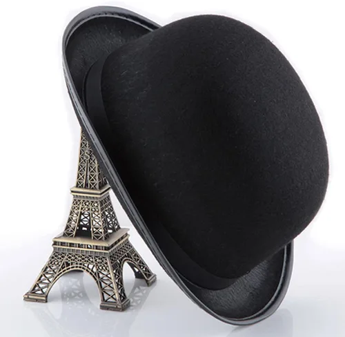 Vista 2 de Sombrero de bolichero de Halloween, sombrero de fieltro negro, sombrero de disfraz, sombrero de bombero alto, sombrero de fieltro negro, sombreros