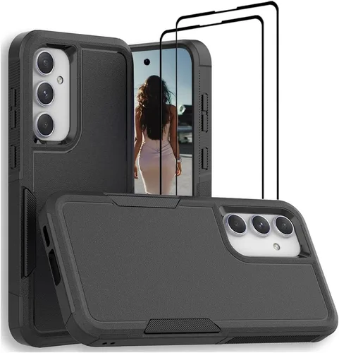 Vista 113 de Jeylly Funda para Samsung Galaxy S10 Plus S10+, ajuste delgado, doble capa, resistente, absorción de golpes, TPU con carcasa trasera de Negro