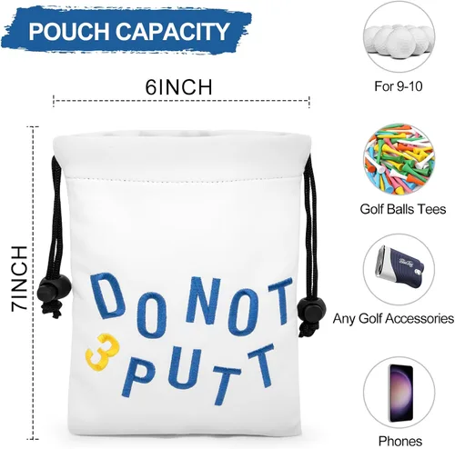 Vista 8 de Bolsa de golf para objetos de valor, bolsa de cuero para camiseta de golf con cierre de cordón, bolsa portátil para pelotas de golf, accesorios