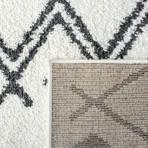Vista 7 de SAFAVIEH Berber Shag Collection - Tapete para pasillo, 2 pies 2 pulgadas x 9 pies, color crema y azul marino, diseño marroquí, no desprende pelusa