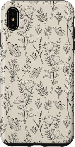 Vista 11 de Black & Cream Butterfly Meadow Botanical Wildflower Pattern Case for iPhone 17