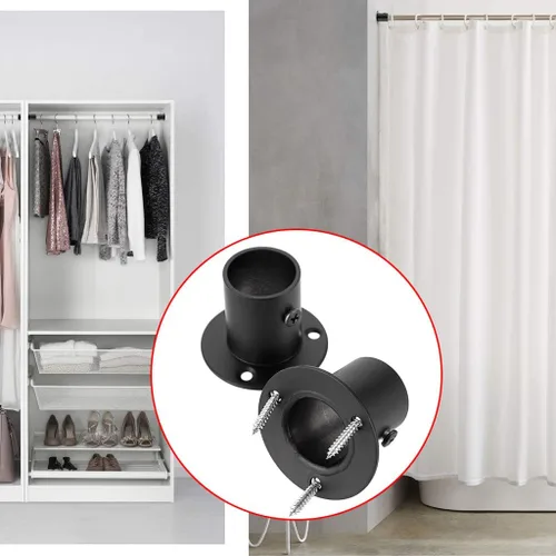 Vista 7 de OwnMy Paquete de 4 soportes de barra de acero inoxidable, soporte de tubo de montaje en pared con tornillos para armario, armario, barra de cortina