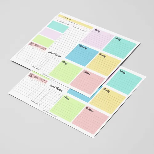 Vista 2 de Agenda semanal con tapa (magnética) para todo el año, 50 hojas sin fecha para horario diario, listas de tareas, seguimiento de hábitos