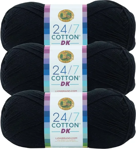 Vista 31 de Lion Brand Yarn Estampados DK de algodón 24/7, hilo para tejer, ganchillo y manualidades, azul, paquete de 1 Cotton Yarn for Knitting, Crochet