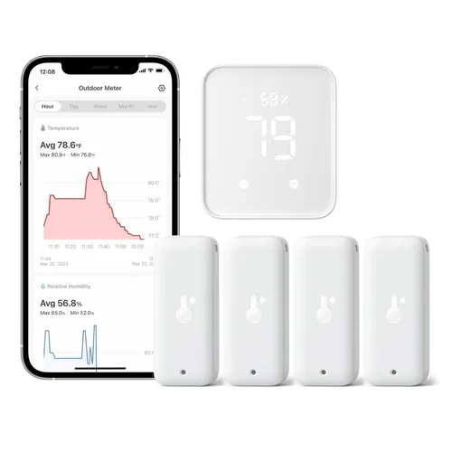 Vista 11 de SwitchBot IP65 Termómetro Higrómetro para interiores y exteriores inalámbrico Alcance Bluetooth de 394 pies, termómetro para refrigerador