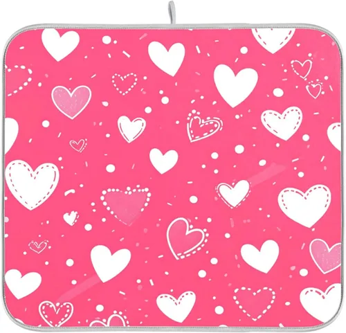 Vista 25 de Tapete de secado de platos Wamika con lazo negro para encimera de cocina 16x18, lazo de moño coqueto, tapete rectangular pequeño de secado