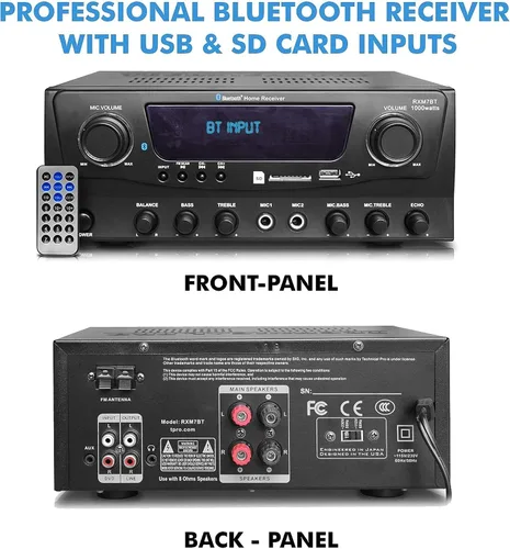 Vista 3 de Kit de sistema de cine en casa receptor Bluetooth de 1000 vatios