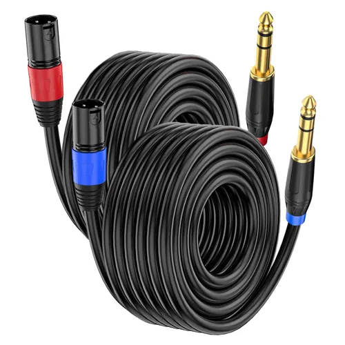 Vista 11 de Pack de 2 Cables XLR Hembra a 1/4 Pulgada 6,35 mm TRS Mono Jack para Micrófono Dinámico, 1,6 Pies, Negro, Cable de Micrófono XLR Hembra Equilibrado