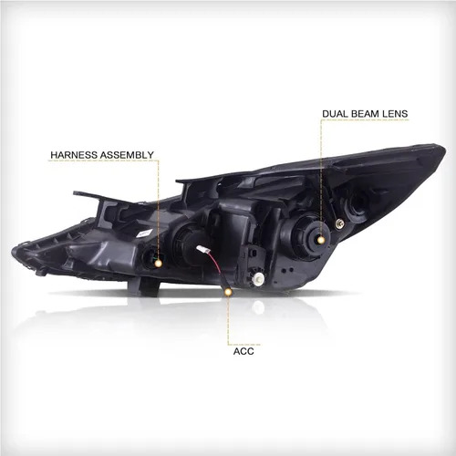 Vista 6 de VLAND Faros delanteros aptos para Hyundai Sonata 2011-2014 (no para modelos sin motor ajustable) W/DRL, luz frontal LED con señal de giro