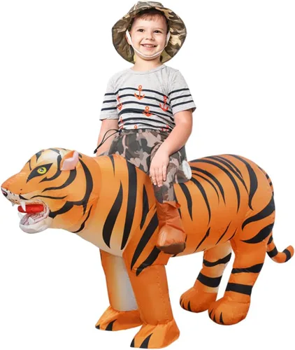 Vista 5 de GOOSH Disfraz inflable de tigre para niños, disfraces de Halloween para niños y niñas, divertido disfraz inflable para fiesta de Halloween, cosplay