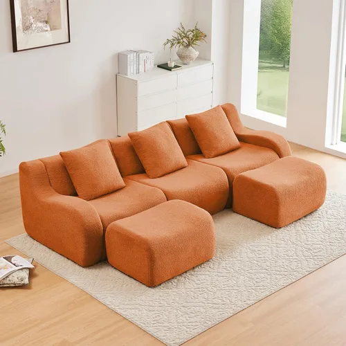 Vista 17 de Sofás de peluche sin hueso para sala de estar, juego de sofá modular negro con asiento profundo, sofá de gran tamaño, sofás para sala, cómodos sofás