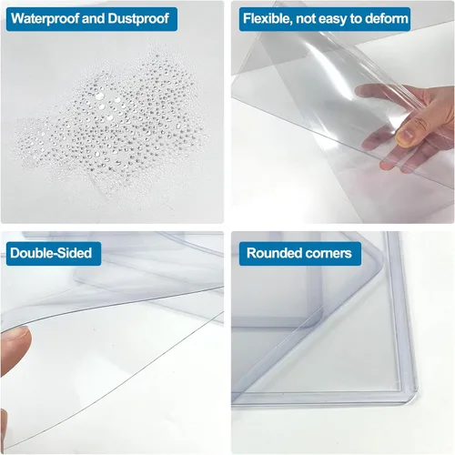 Vista 3 de Protectores de hojas de plástico duro de 11 x 17 pulgadas, protectores rígidos de menú, protectores impermeables para certificados transparentes