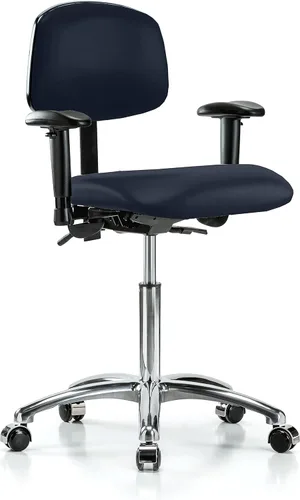 Vista 83 de PERCH - Silla giratoria con ruedas para alfombra o linóleo, cromado, Textil, Tela negra