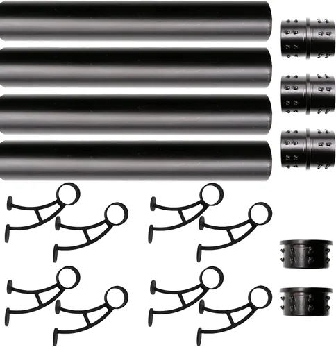 Vista 10 de Kit de riel de pie de montaje en barra sólida, tubo de acero inoxidable negro mate con conector interno, soporte de riel de pie de montaje en barra