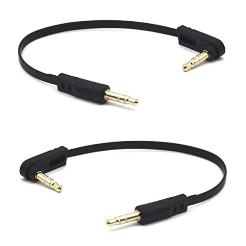 Vista 9 de Cable plano de audio de extensión TRS Jack de 5.9 in 1/8 de pulgada y 0.138 in, paquete de 2, ángulo de 90 grados de 0.138 in, enchufe estéreo de 3