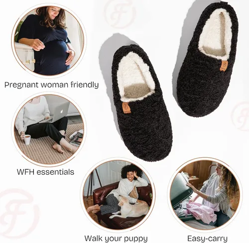 Vista 5 de EverFoams Pantuflas suaves y rizadas para mujer, de espuma viscoelástica, ligeras, cómodas, con forro polar