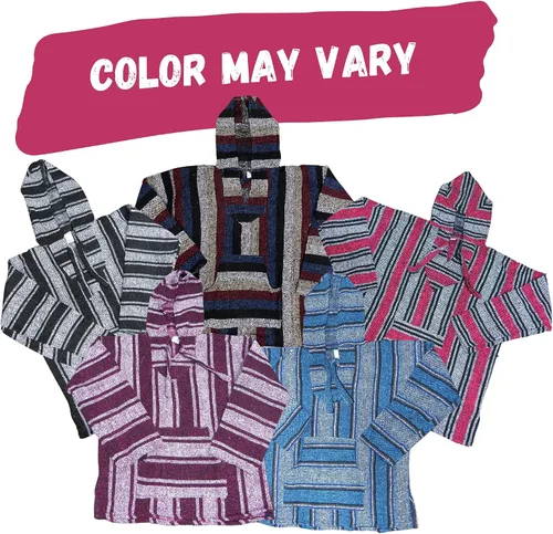 Vista 2 de Baja Sudadera mexicana con capucha, unisex, bohemia, para hombres y mujeres, poncho auténtico para fiestas, varios
