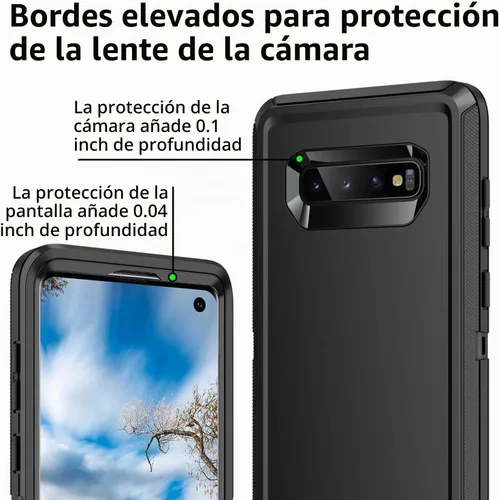 Vista 4 de Funda para Galaxy S10, [sin protector de pantalla] resistente a prueba de golpes, polvo y caídas, 3 capas de protección completa del cuerpo, funda