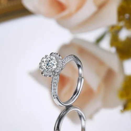 Vista 5 de Moissanite Engagement Ring Solitaire Sterling Silver Promise Rings for Women Lady