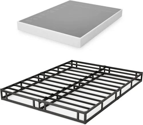 Vista 10 de GRUSIGN Somier de 5 pulgadas para cama matrimonial, base de colchón metálica de tamaño completo con cubierta de tela, marco de acero resistente